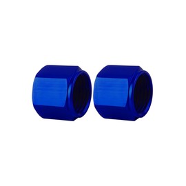 HZEL 6AN Car Flare Cap Block off Fitting Plug, 2PCS Aluminum Alloy Swivel Female Flare Cover for Blocking off Fuel Line E85, Hex Head Nut Port Adapter, Universal Automotive Accessories (Blue)