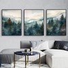 Set of 3 Posters, Modern Green Mountains Forest Landscape Pictures,