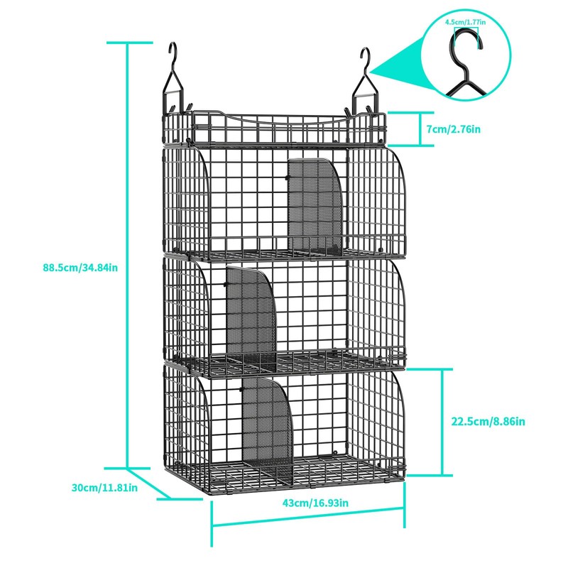 HapiRm Hanging Closet Organizer Storage - 4 Tier Hanging Closet