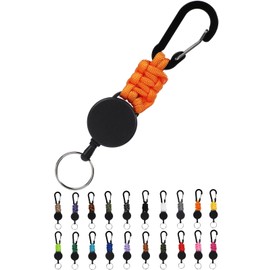 SasuGadget Retractable Keychain, Compact & Durable Key Reel with Carabiner, Strong Metal Wire for Keys, Badges, Card Holder, Fishing, and Kids’ Use, orange