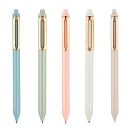 DUINIU 5 Pieces of 0.5mm Gel Pens, Ballpoint Pens, Cute Gel Pens, Retractable Quick-Drying Pens, Diary Pens, Writing Stationery, Suitable for Office, Writing, And Painting