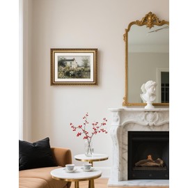 ARPEOTCY Vintage Cottage Garden Wall Art, Framed Floral House Painting Print, French Country Style Home Décor, 14x11 Inch Countryside Landscape Picture for Living Room, Bedroom, Hallway