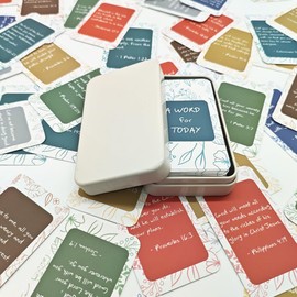 Bible Verse Cards 70 Unique Prayer Cards with Portable Metal Box, Inspirational Pocket Size Scripture Card for Men and Women Christian Bible Gifts (Beige-Box)