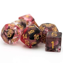 World of Dice Dice Set - Smoke Series - 7-Piece Pen and Paper Dice Starter Set for Dungeons and Dragons, DSA, Aborea, Cthulhu, and More, Bloody Red