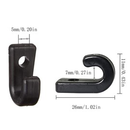 Bestgle 50 Packs Nylon Lashing Hook Bungee Shock Cord J Hooks Rigging Accessories for Kayaks Canoes Boats Rowing Boats