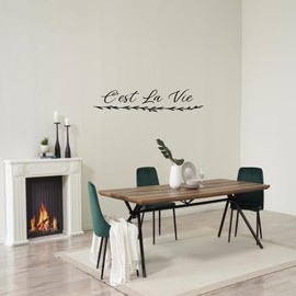 C'est La Vie - Inspirational French Quote Vinyl Wall Decal, Relaxing Motto Decoration for Home or Office, Pure Black Carved Design