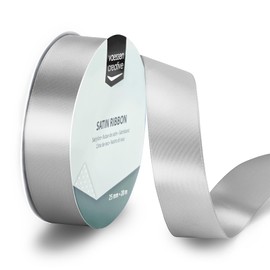 Vaessen Creative Nastro di Raso Argento Chiaro - Nastro Colorati 20 m x 25 mm per il Fai-da-te - Decorazioni Matrimonio - per Regali e Segnalibri