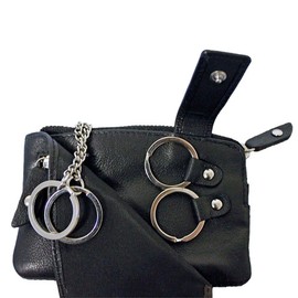 MIKA 14210511 Key Case Made of Real Leather, Key Case with a Total of 4 Key Rings, Key Holder for Men and Women, Key Organiser in Black, Key Case Approx. 8 x 12 x 2 cm, black, Antique