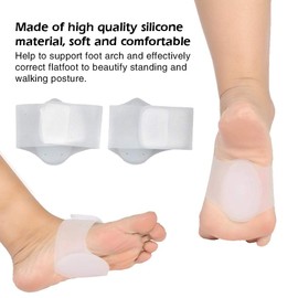 Plantillas de soporte de arco, 1 par/conjunto de pies de silicona ortótica piezas de pie plantilla del soporte del arco de amortiguador almohadillas para pie plano, fascítico plantar(blanco)