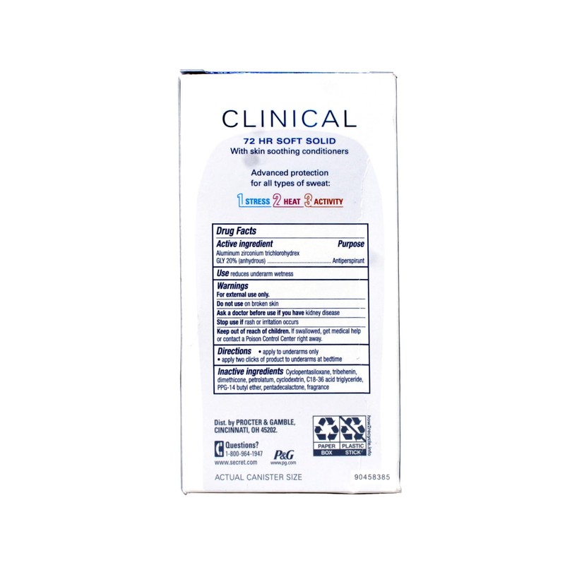 Secret Clinical Strength Soft Solid Sensitive Unscented Deodorant, 1.6 oz