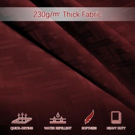 PANGSINNE Extra Long Shower Curtain - 84 Inch Weighted Thick Cloth Bathroom Shower Curtain, Wine Heavy Duty Hotel Bath Curtain Set with 12 Metal Hooks, 72x84 Burgundy