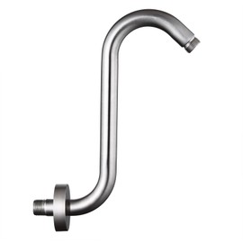 Shower Head Extension Arm,10 Inch High Rise Shower Arm with Flange,S" Shaped Shower Head Extension,Standard 1/2" Connection Brushed Nickel Finish