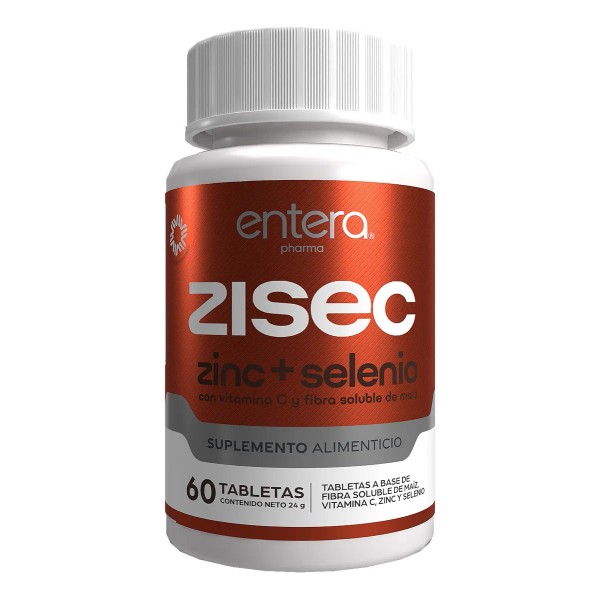 Entera Zisec, Zinc con Selenio Y Vitamina C, 60 Tabletas