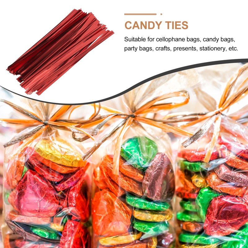 BESTOYARD Wrapping Tie, Wire Tie, Vinyl Tie, Metallic, Solid, Candy,