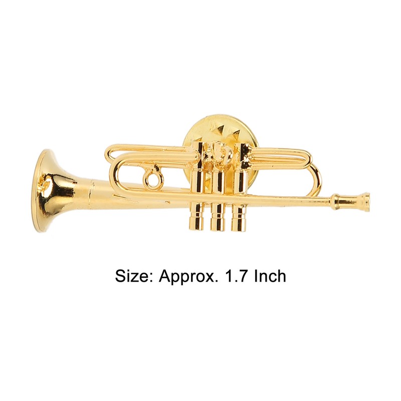Gold Miniature Trumpet Shaped Lapel Brooch Pin Brass Exquisite Mini