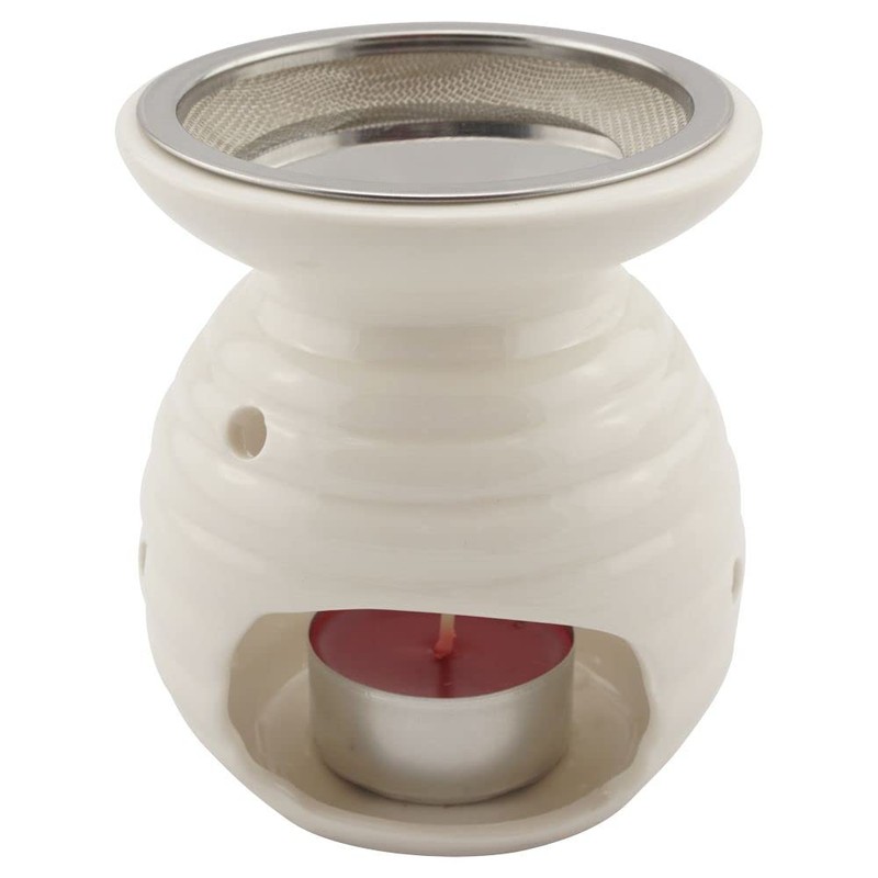 Ceramic Heart Incense Burner - With Stainless Steel Strainer &