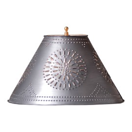Irvin's Tinware, K16-03BZ, 15-Inch Metal Flared Shade with Punched Chisel Design in Antique Tin, Rustic Country Lighting
