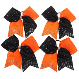 PACKOVE 4pcs Sparkling Rhinestone Bow Hair Scrunchies for Cheerleader Accessories Comfortable Elastic Ponytail Holders for School Parties and Stage Performances