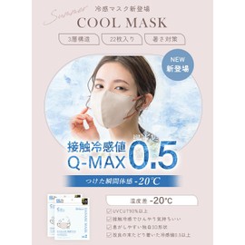 [millarouge] 冷感マスク 使い捨てマスク 22枚 接触冷感 3D 立体 不織布 血色 カラー 立体 使い捨て 小顔 バイカラー チーク 薄型 耳が痛くならない hc11g-1