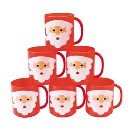 Santa Face Mugs for Christmas (Set of 12 Plastic Cups) Holiday Party Supplies