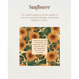 Miss Adola Large Canvas Tote Bag for Women - with Zipper and Inner Pocket Aesthetic Cute Shoulder Bag Reusable Grocery Shopping Bags Cotton Tote Bag for Gym Daily Travel, Sunflower Text