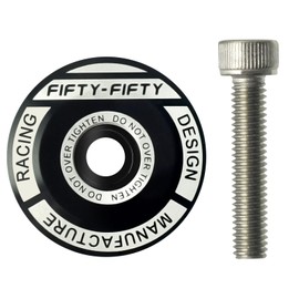 FIFTY-FIFTY Bike Headset Top Cap with Bolts, 1-1/8 Stem Top Cap with Bolt for MTB, Road Bike (Black)