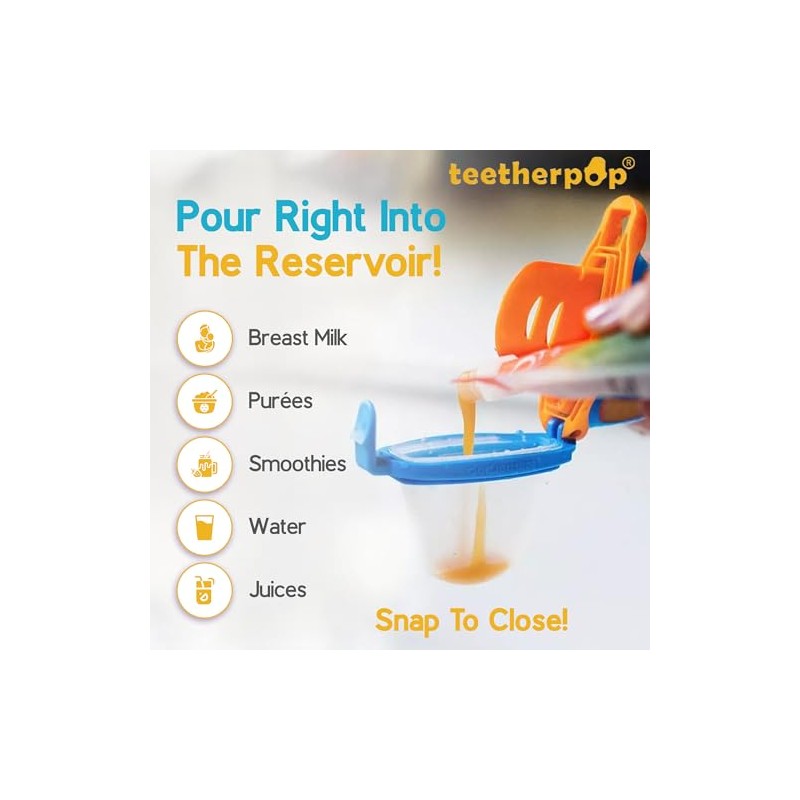 Tetherpop - Mordedor para leche materna, purés, agua, batidos, jugo