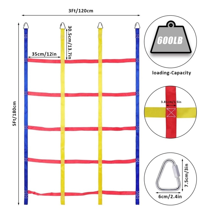 Rainbow Craft Ninja Warrior Hanging Climbing Obstacle Course Set