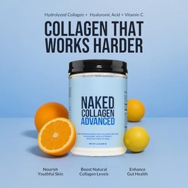 NAKED Collagen Advanced - Peptides Protein Powder, Hyaluronic Acid, Vitamin C, Pasture-Raised, Grass-Fed Hydrolyzed Collagen Supplement, Paleo Friendl