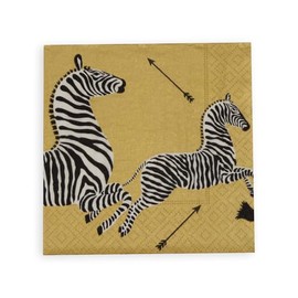 Caspari Zebras Paper Cocktail Napkins in Gold - 20 Per Package, 2 Packs