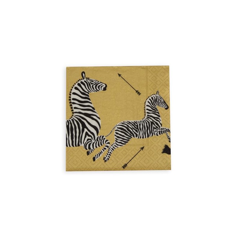Caspari Zebras Paper Cocktail Napkins in Gold - 20 Per