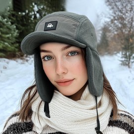 CLAPE Polar Fleece Baseball-Style Trapper Hunting Hat Winter Warm Russian Ushanka Trooper Hat with Ear Flaps for Cold Winter