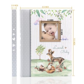 Holoary First 5 Years Baby Memory Book - 76 Colourful Illustrated Keepsake Journal Pages Record Book Album for Newborn Baby Boy or Girl, Woodland Animals Design