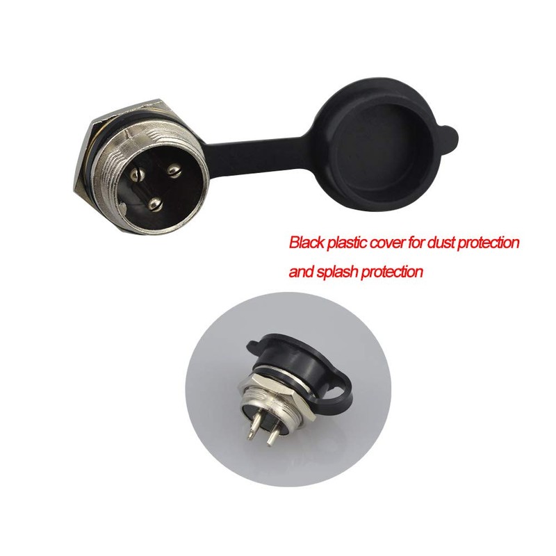 QitinDasen 6Pcs Premium 3 Pin GX16 Aviation Connector, 5A 16mm