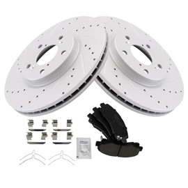 TRQ Front Brake Pad & Rotor Kit Premium G-Coated Ceramic Compatible with 2006-2014 Honda Ridgeline