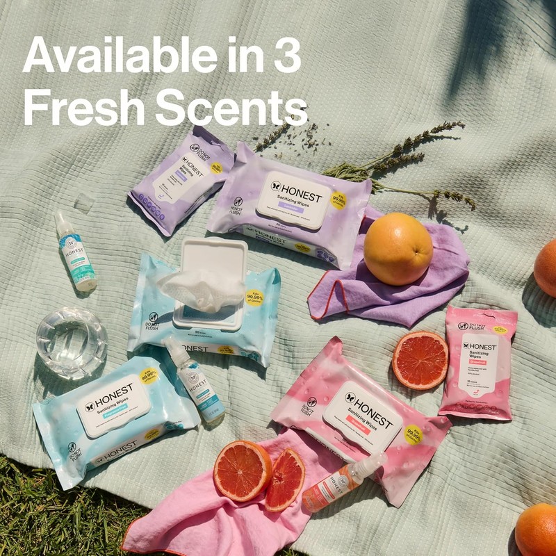 The Honest Company Fragrance-Free Sanitizing Alcohol Wipes, Antibacterial with Aloe,