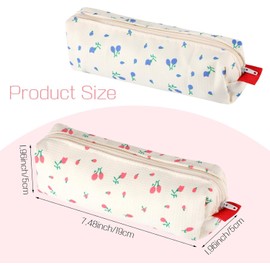 Yeanifeana 2 Piezas Estuches de lápices Escolar Simple, Estuche para Lápices con Flores, Estuche Floral para Lápices, Flores Pequeñas Papelería, Bolsa Organizadora Cosmética para Mujeres y Niñas