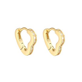 White CZ Heart Shaped Huggie Earrings/ 2021 Lockdown Valentine's Day Gift for Her Girlfriend Wife