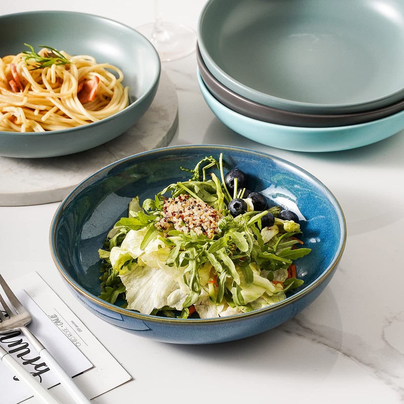 Selamica Ceramic 8 inch Pasta Bowls, 26 Ounce Large Serving