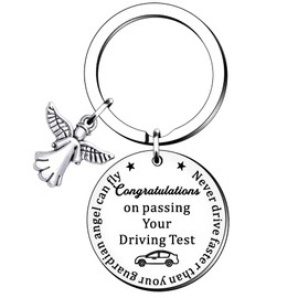 HULALA New Driver Gifts Keyring Women Men Teen Girls Boys Daughter Son Never Drive Faster Than Your Guardian Angle Can Fly Guardian Angel Car Keychain