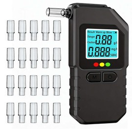 Portable Breathalyzer Alcohol Tester, Fast Accurate Sensor, Triple LED Smart Alert & LCD Display, with 20 Mouthpieces for Home, Road Trips, Parties