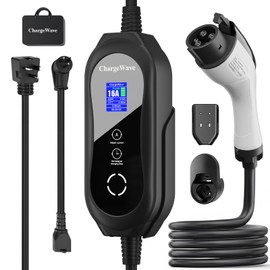 Level 1 EV Charger 16 Amp 110-240V 21ft Cable, Portable Electric Car Charger with NEMA 6-20 Plug NEMA 5-15 Adapter Adjustable Current Home Electric Vehicle Charging Stations for SAE J1772 EVs