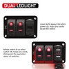 FXC 12V 24V DC 2 Gang Rocker Switch Aluminum Panel