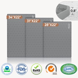 BALEINE Under Sink Mat for Kitchen Waterproof, 34''×22'' Food Grade Silicone Under Kitchen Sink Mat, Cabinet Shelf Drip Tray Undersink Mat, Under Sink Liner for Kitchen, Bathroom (Grey)