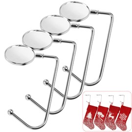 yeestone Stocking Hangers for Fireplace, Metal Christmas Stocking Holder, 4Pcs Non-Slip Stocking Hooks, Safety Fireplace Hooks for Stocking Decoration Ornament