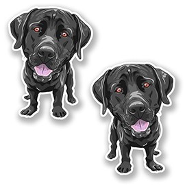 2 x 10cm Black Labrador Dog Vinyl Sticker Laptop Fun Pet Retriever #6416 (7.5cm Wide x 10cm Tall)