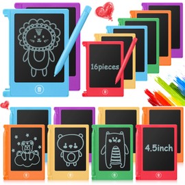 Nezyo 16 Pieces 4.5 Inch Mini LCD Writing Tablet for Kids Electronic Doodle Board Colorful Drawing Tablet Bulk Erasable Writing Pad Reusable Learning Gift for Girls Boys Party Favor(White)