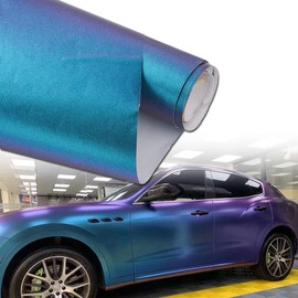 Matte Galaxy Purple to Light Blue Chameleon Vinyl Wrap Sparkle Self Adhesive Color Change Car Vinyl Wrap Roll, 59.8'' x 23.6''