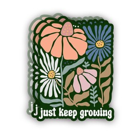 (3Pcs) Just Keep Growing Sticker Inspirational Sayings Girl Power Motivational Quotes Vinyl Decals for Tumbler Laptop Kindle Water Bottles Books Phone - Size 3x2.2 Inch