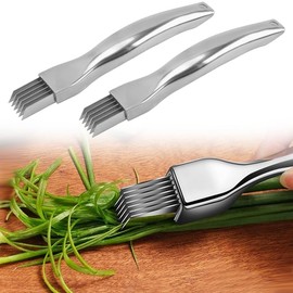 2 Pack Stainless Steel Green Onion Slicer - Multi-Blade Kitchen Herb Cutter Scallion Cutter - Professional Shred Knife Multi-Functional Kitchen Tool for Vegetable Onion Garlic （Silver）